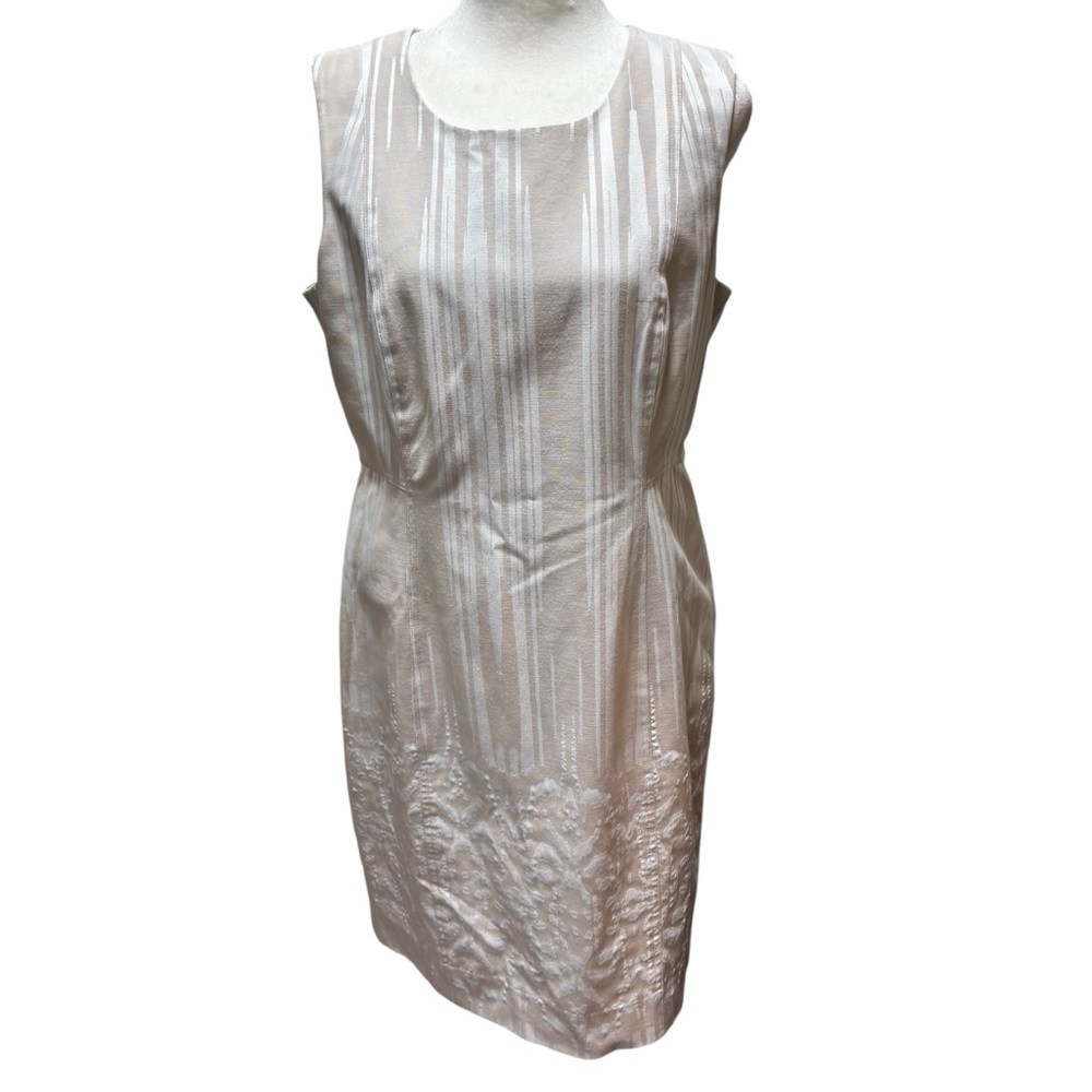 Calvin Klein Cream Textured Midi Sheath Dress Size 10